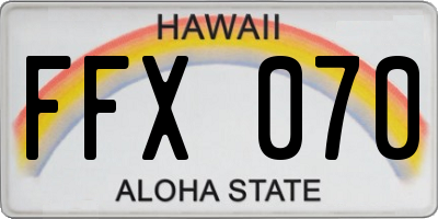 HI license plate FFX070