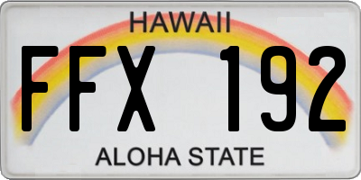 HI license plate FFX192