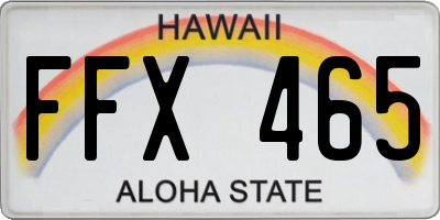HI license plate FFX465
