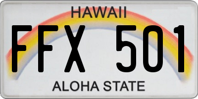 HI license plate FFX501