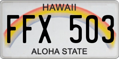 HI license plate FFX503