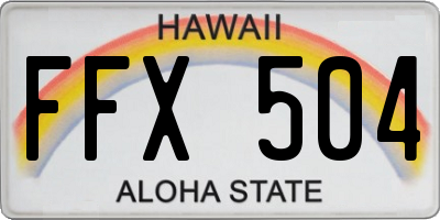 HI license plate FFX504