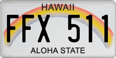 HI license plate FFX511