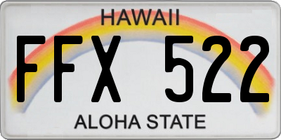 HI license plate FFX522