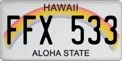 HI license plate FFX533