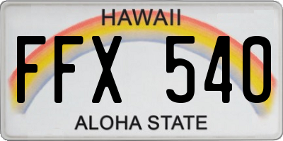 HI license plate FFX540