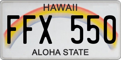 HI license plate FFX550