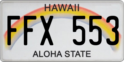 HI license plate FFX553