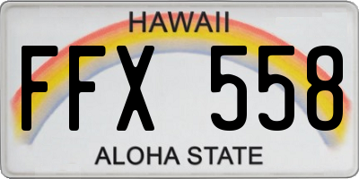 HI license plate FFX558