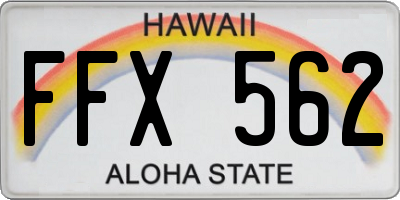HI license plate FFX562