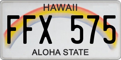 HI license plate FFX575