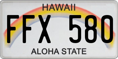 HI license plate FFX580