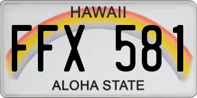 HI license plate FFX581
