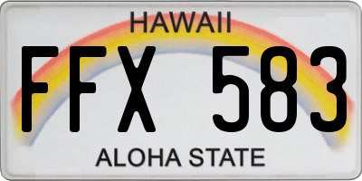 HI license plate FFX583