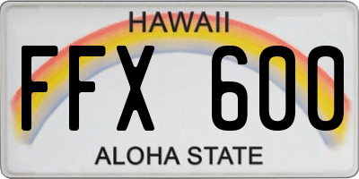 HI license plate FFX600
