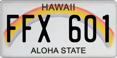 HI license plate FFX601