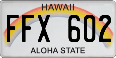 HI license plate FFX602