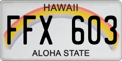HI license plate FFX603