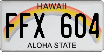 HI license plate FFX604