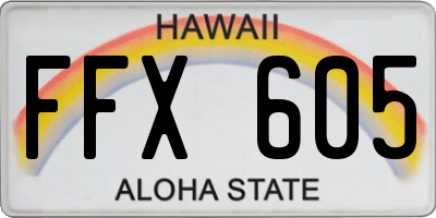 HI license plate FFX605