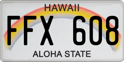 HI license plate FFX608