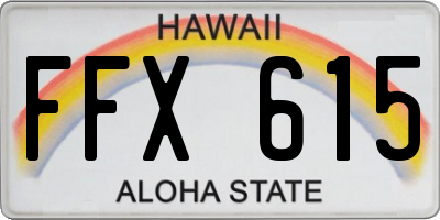 HI license plate FFX615