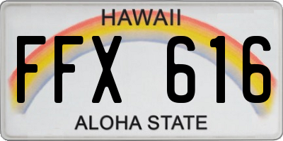 HI license plate FFX616