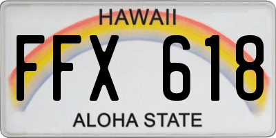 HI license plate FFX618