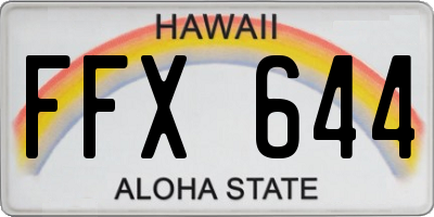 HI license plate FFX644