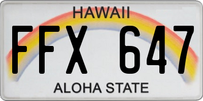 HI license plate FFX647