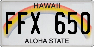 HI license plate FFX650