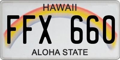 HI license plate FFX660