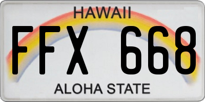 HI license plate FFX668