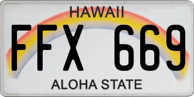 HI license plate FFX669