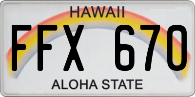 HI license plate FFX670