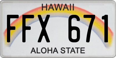 HI license plate FFX671
