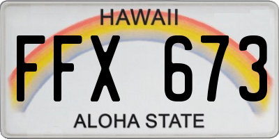 HI license plate FFX673