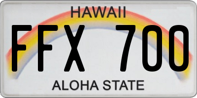 HI license plate FFX700