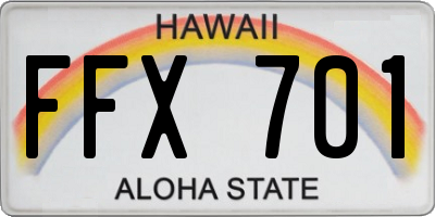 HI license plate FFX701