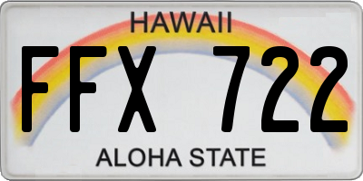 HI license plate FFX722