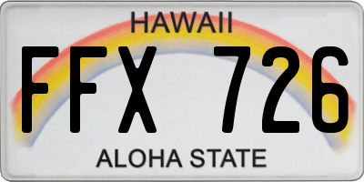 HI license plate FFX726