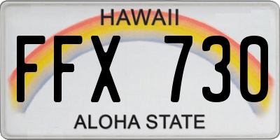 HI license plate FFX730