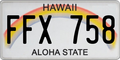 HI license plate FFX758