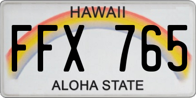 HI license plate FFX765