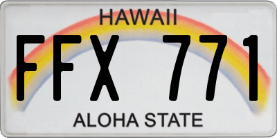HI license plate FFX771