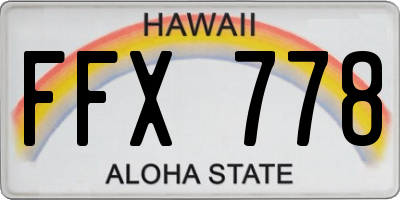 HI license plate FFX778