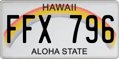 HI license plate FFX796