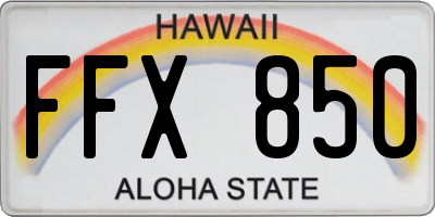 HI license plate FFX850