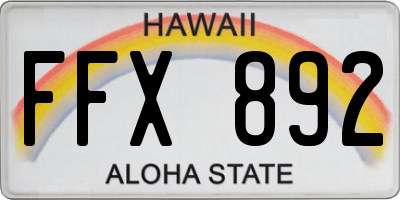 HI license plate FFX892