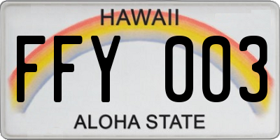 HI license plate FFY003